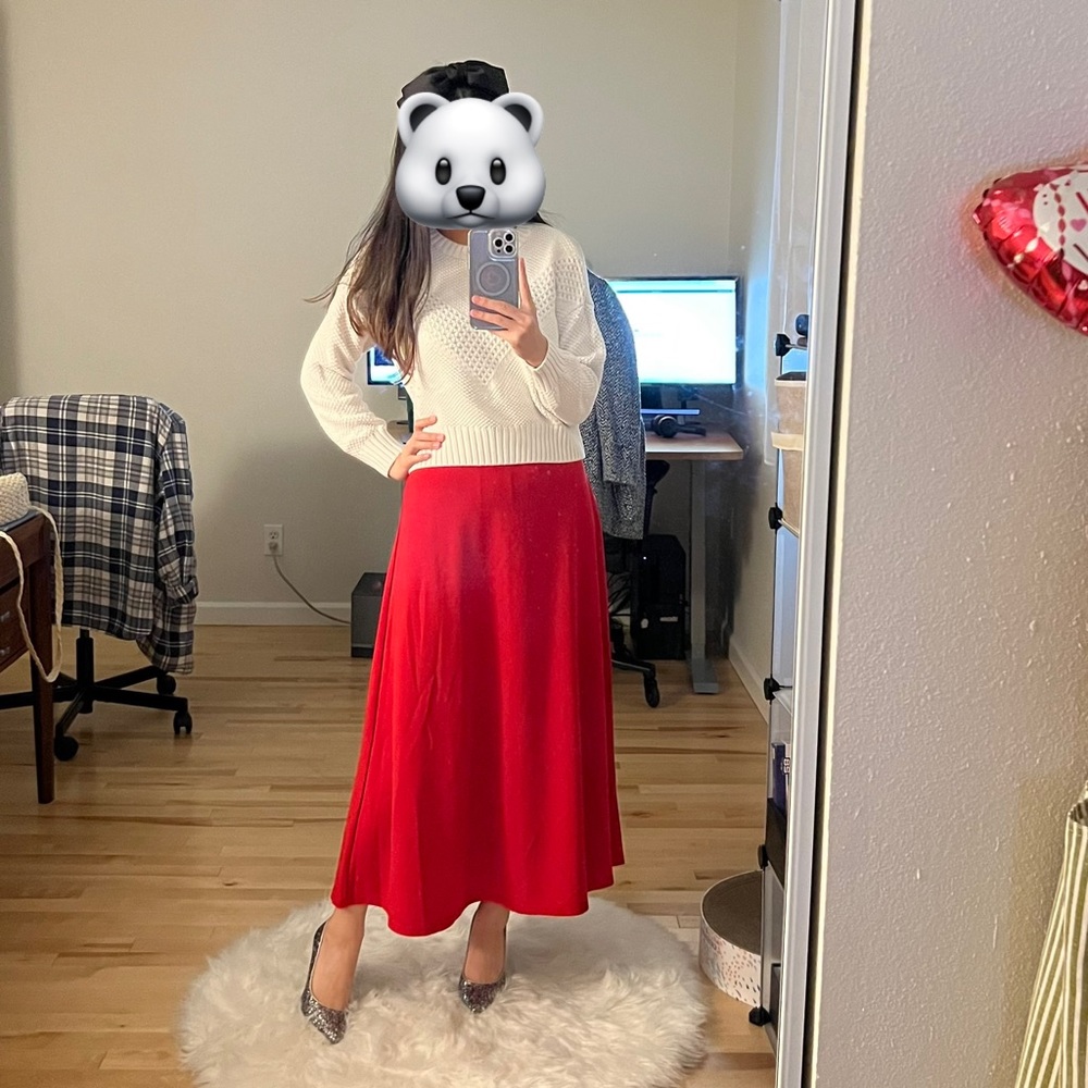 Red maxi skirt